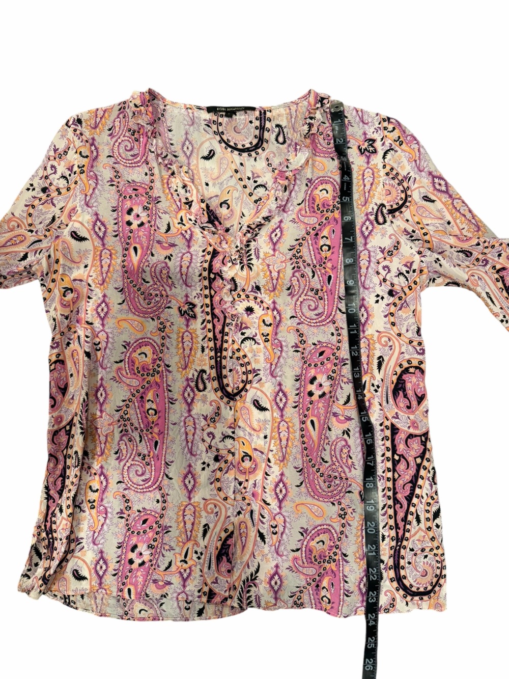 Kobi Halperin Celia 100% Silk Paisley Bell Sleeve Blouse Size S - Picture 8 of 8